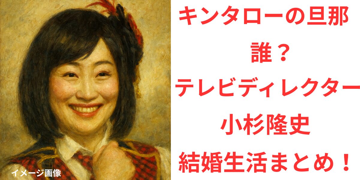 タイトル キンタローの旦那は誰？テレビディレクター小杉隆史との結婚生活まとめ！ イメージアイキャッチ画像