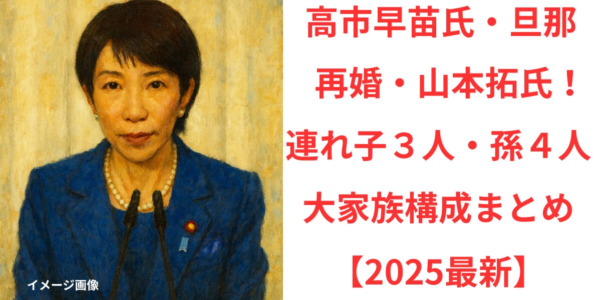 高市早苗の旦那は山本拓！再婚で連れ子3人＆孫3人の大家族構成まとめ【2025最新】 イメージアイキャッチ画像