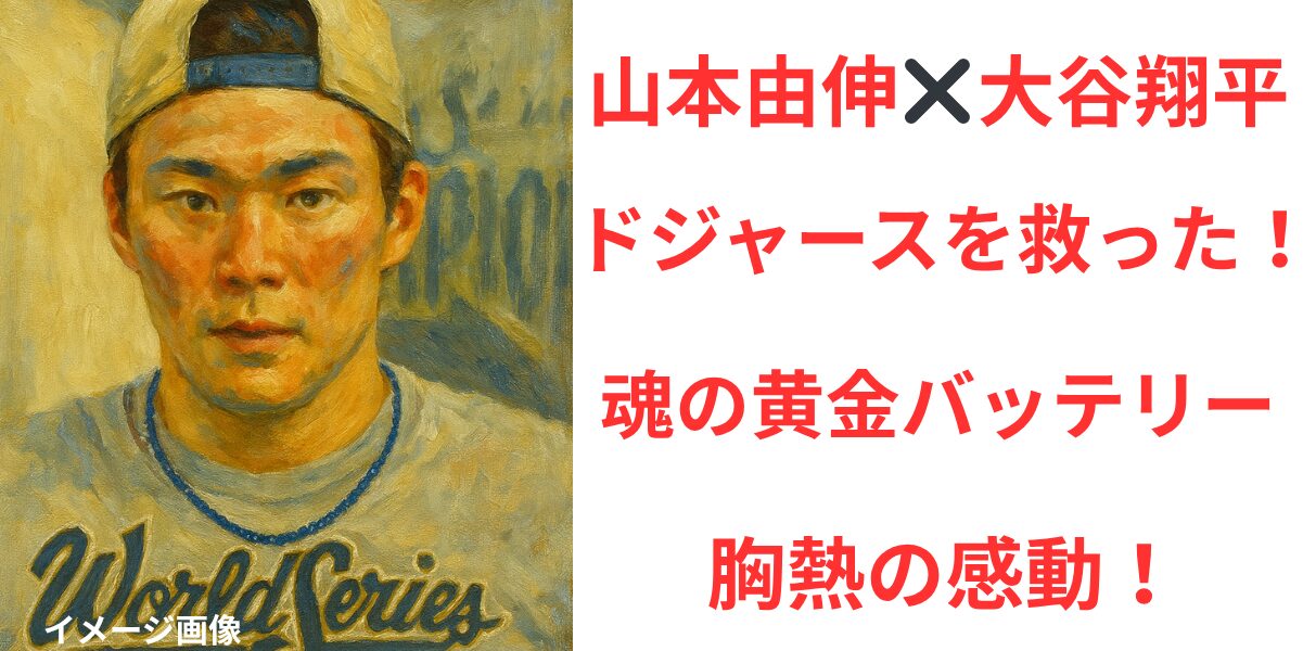 タイトル 山本由伸・大谷翔平に感動！ドジャース黄金バッテリーと信頼の絆！ イメージアイキャッチ画像