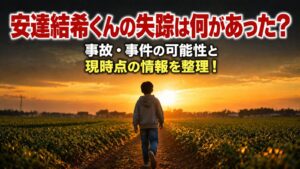 タイトル 安達結希くんの失踪は何があった？事故・事件の可能性と現時点の情報を整理！ イメージアイキャッチ画像
